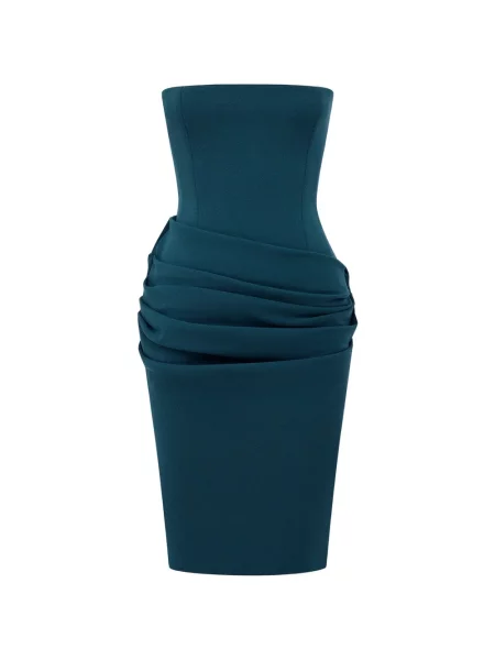 Rochie midi Alex Perry drapată fără bretele albastru