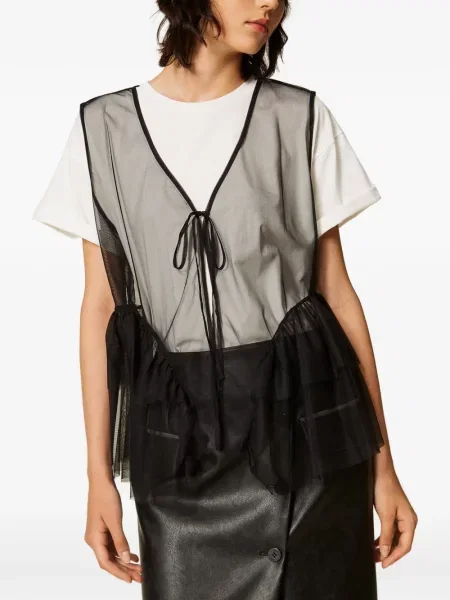 Tricou Twinset din tul alb