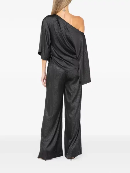 Pantaloni Jbq cu model leopard din jacard negru