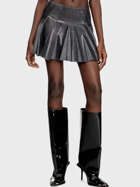 Картата спідниця Diesel сірий