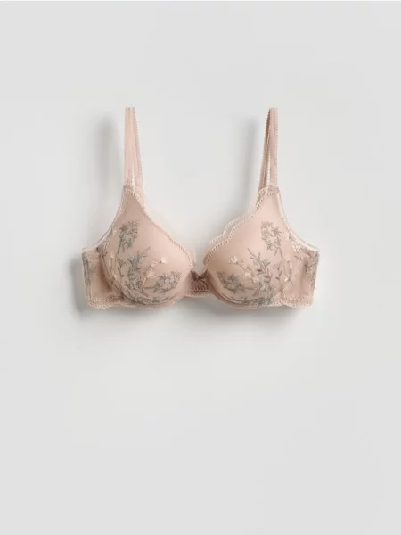 Reserved Push up podprsenka s háčikom béžová