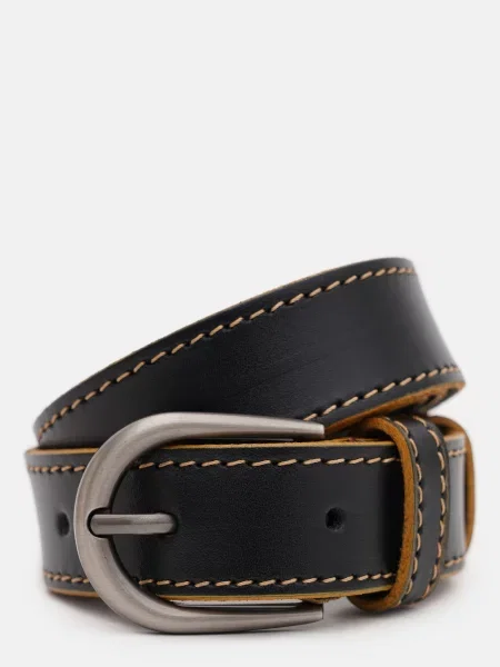 Кожаный ремень Borsa Leather с ремешками черный