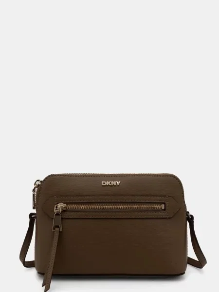 Кожена чанта Dkny зелено
