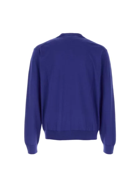 Dzianinowy sweter Versace z dekoltem w serek niebieski