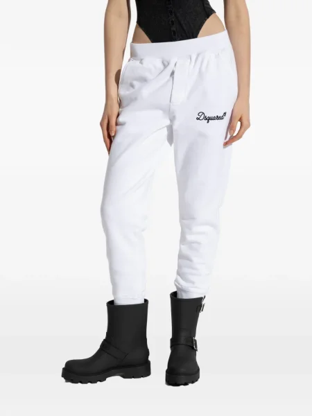 Pantaloni Dsquared2 cu broderie alb