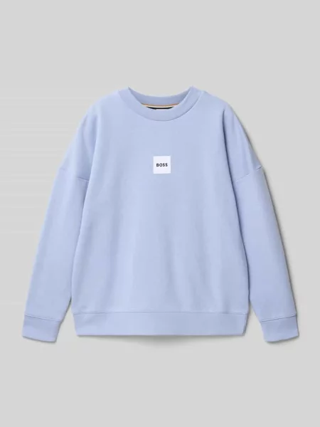 Bluza dresowa o regularnym kroju z mieszanki bawełny Boss błękitna