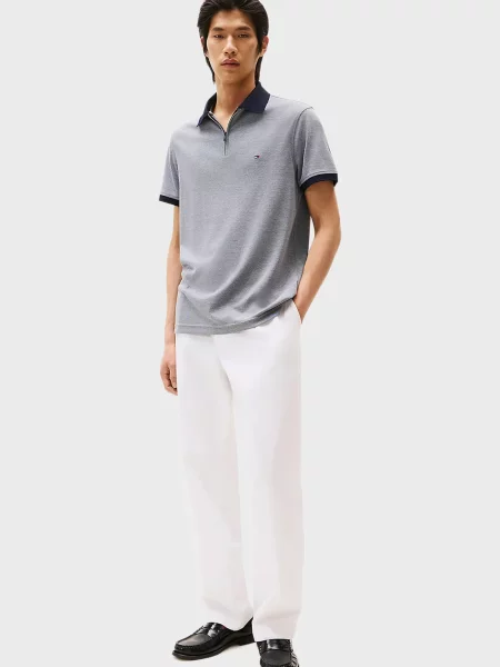 Поло Tommy Hilfiger из твилла серое