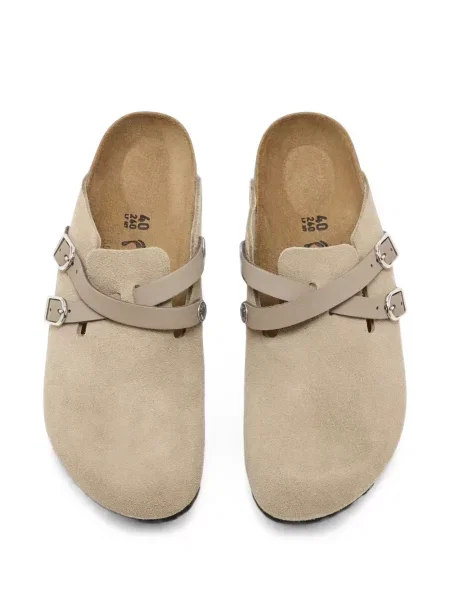 Papuci tip mules Birkenstock din piele de căprioară