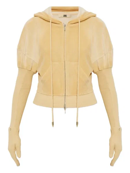 Aksamitna bluza z kapturem Knwls żółta