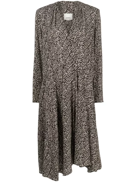 Rochie midi Isabel Marant cu decolteu în V până la genunchi de costum negru