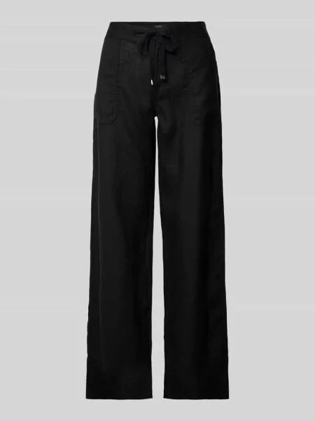 Spodnie o kroju regular fit o szerokości z czystego lnu Lauren Ralph Lauren czarne