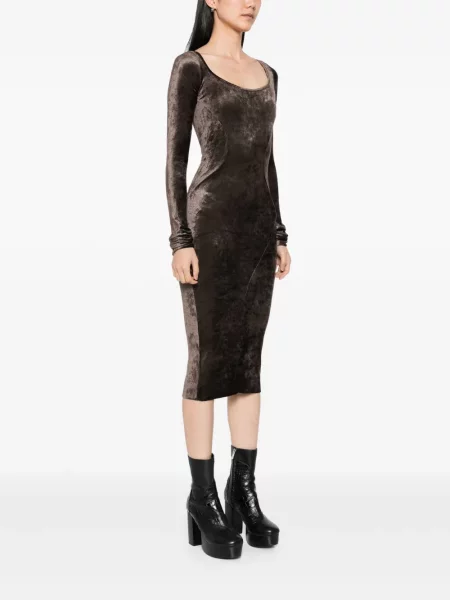 Rochie Rick Owens Lilies din velur maro