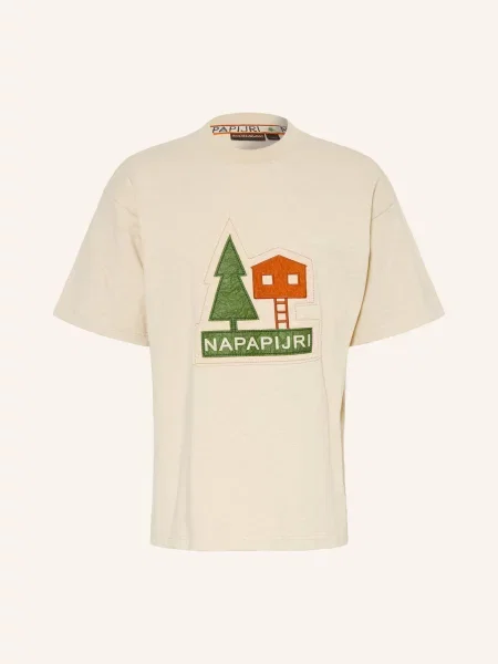 Napapijri Tričko Trahus světle hnědá / oranžová zelená
