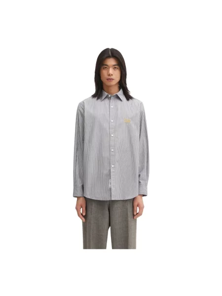 Aries koszula Stripe Poplin Classic regular z kołnierzykiem klasycznym szary