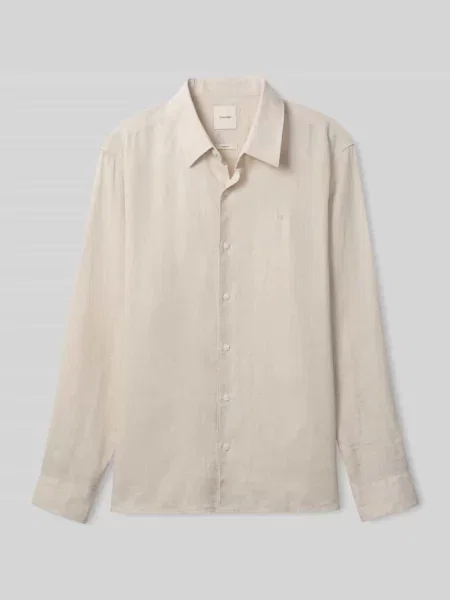 Koszula casualowa o kroju regular fit z mieszanki lnu Ck Calvin Klein beżowa