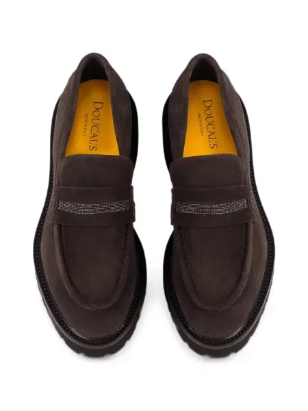 Pantofi loafer Doucal's din piele de căprioară maro