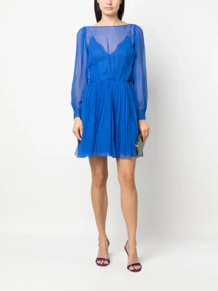 Šilkinė kostiumas mini mini suknelė Alberta Ferretti mėlyna