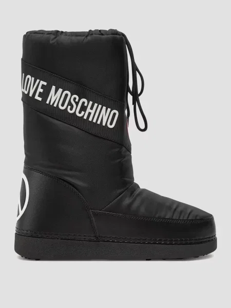 Чоботи дутики Moschino текстиль чорний