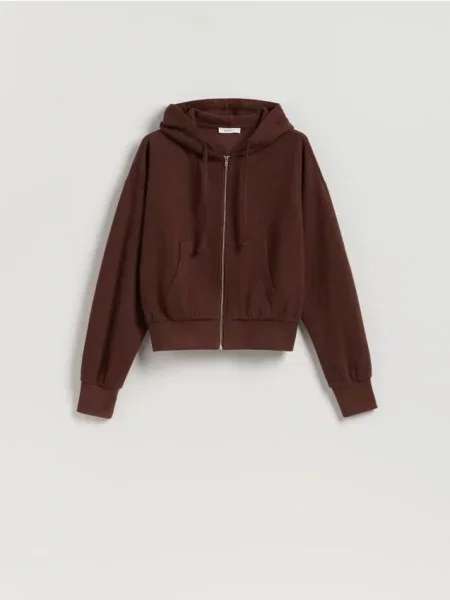 Reserved Rozpinana bluza z kapturem brązowy