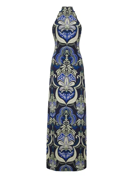 Rochie maxi Cara Cara cu gât halter de costum albastru