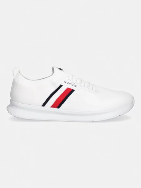 Ușor pantofi Tommy Hilfiger tricotate alb