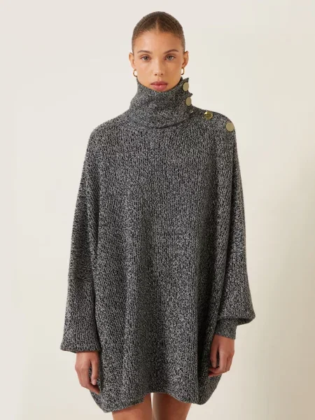 Sportmax Oversized Pletené Šaty Alibi černá bílá