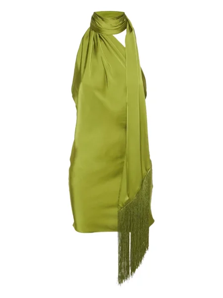 Rochie mini Rag & Bone din satin cu gât halter de costum verde