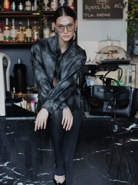 Шкіряна куртка Jadone Fashion Kurtka_Vynd_hrafyt графіт штучна шкіра