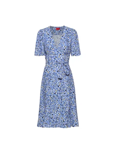 Wielobarwność sukienka Hugo Boss w kamuflażu niebieska