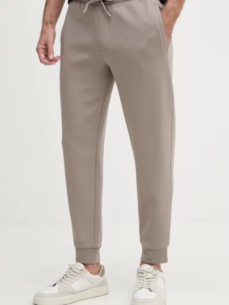 Armani Exchange spodnie dresowe z bawełną brązowe