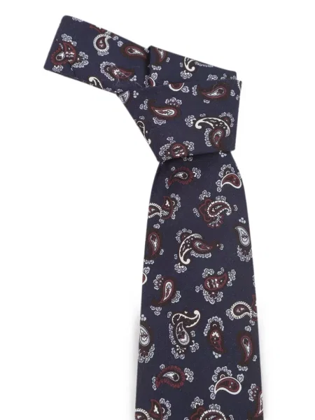 Μεταξωτή γραβάτα Lardini με σχέδιο paisley μπλε