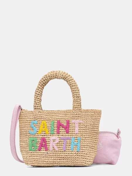Saint Barth geantă crossbody pentru femei împletită bej