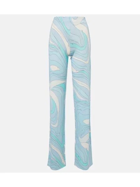 Pantaloni Pucci din satin albastru