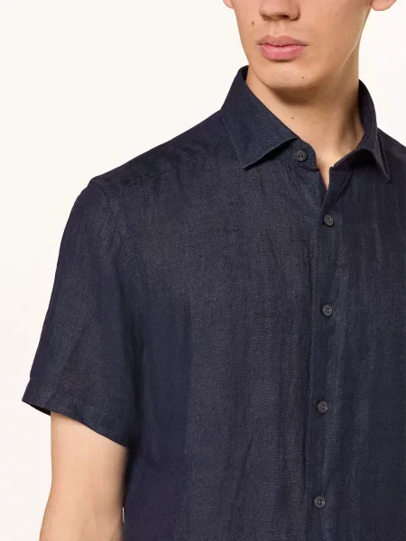 Reiss Košile S Krátkým Rukávem Holiday Slim Fit Ze Lnu tmavě modrá