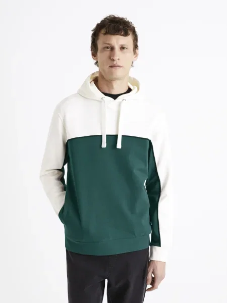 Pulover Celio cu glugă alb