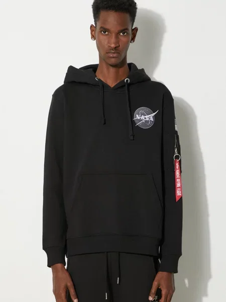 Alpha Industries bluza Space Shuttle Hoody z kapturem z nadrukiem czarny