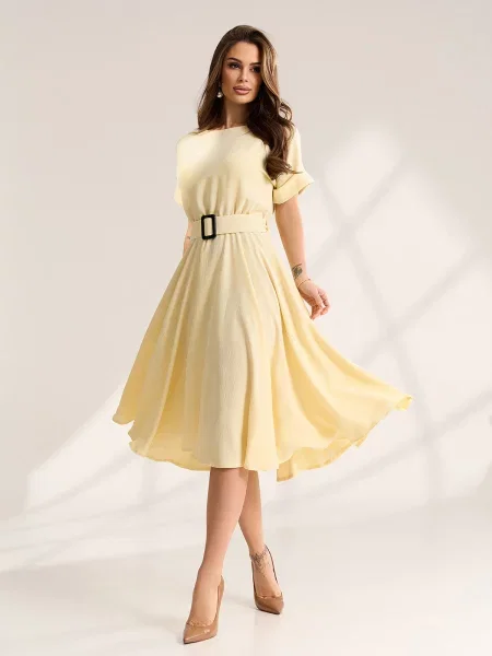 Сукня міді ISSA Plus комбінований верх жовтий