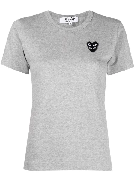 Tricou Comme Des Garcons Play cu broderie scurt alb