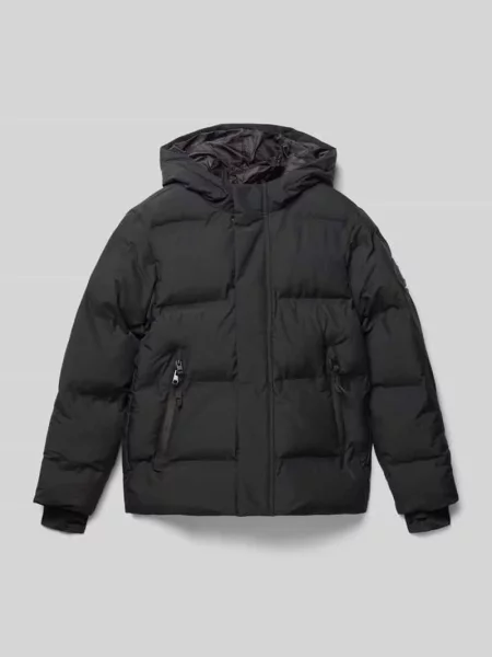 Kurtka pikowana o kroju regular fit z aplikacją z logo model ‘Fusion’ Jack & Jones czarna