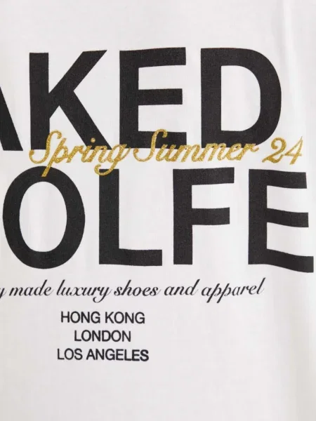 Tricou Naked Wolfe cu imagine alb