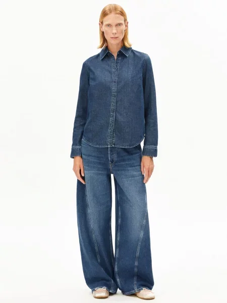 ARMEDANGELS koszula dżinsowa Aurelaa Kobiety jednolity S niebieski
