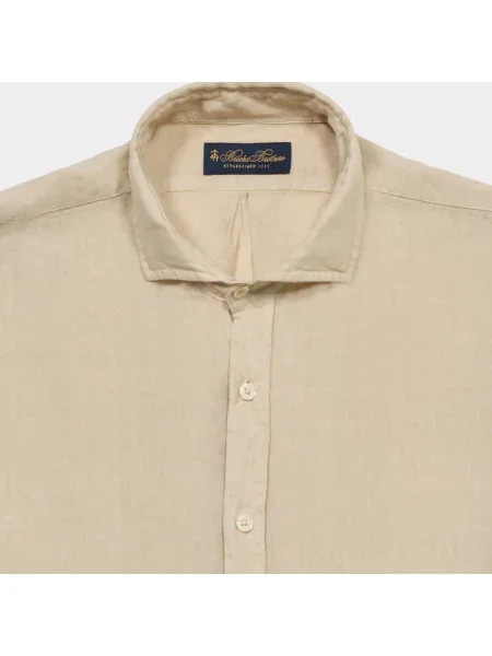 Lniana koszula Brooks Brothers beżowa