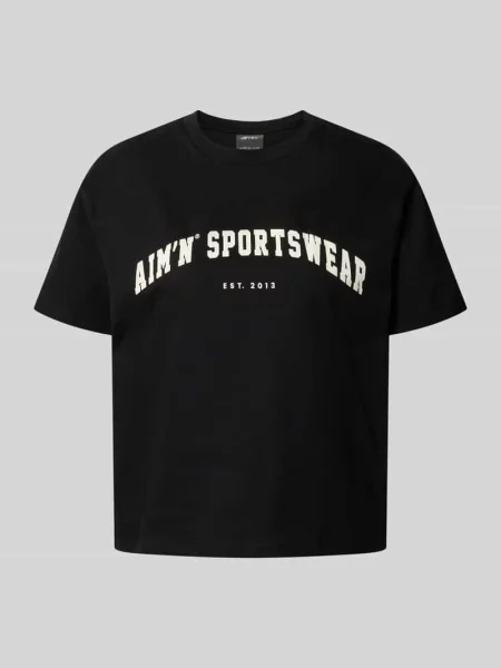 T-shirt o pudełkowym kroju z nadrukiem z logo Aim'n czarna