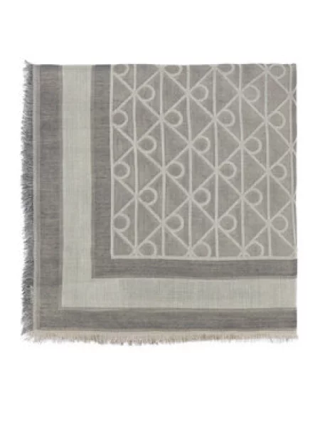 Calvin Klein Šál/Šatka Emblem Aop Jacquard Square Scarf Tmavomodrá sivá