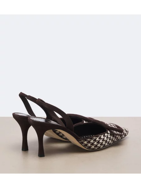 Pantofi cu toc Manolo Blahnik cu model pepito slingback maro