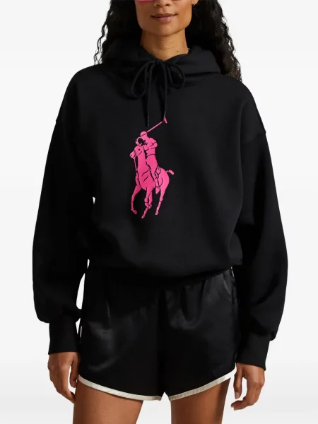 Ριγέ polo Polo Ralph Lauren με αυτόγραφο διπλόκουμπα μαύρο