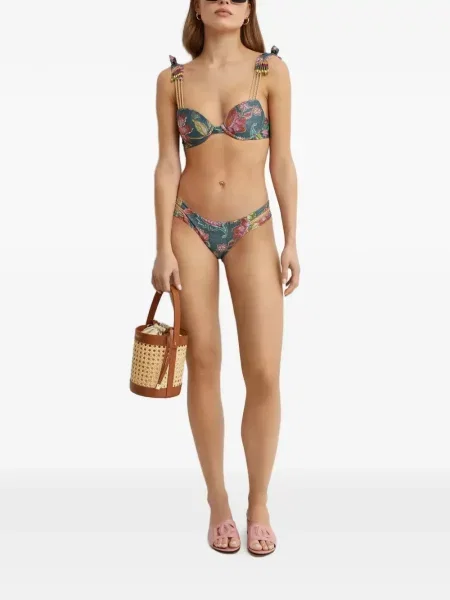 Bikini Del Maar cu model floral cu imagine verde