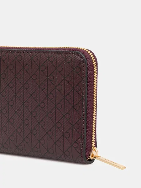 Calvin Klein Peňaženka AOP tmavočervená / čierna fialová