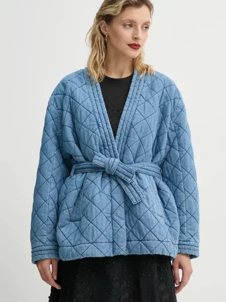 MUNTHE kurtka jeansowa FRIDOLF przejściowa oversize niebieski