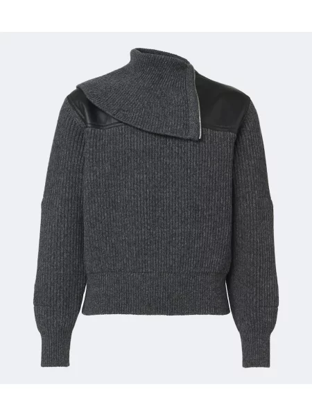 Pulover Bottega Veneta din piele gri